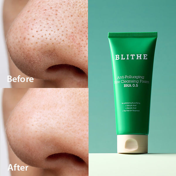 Blithe Anti-Polluaging Pore Cleansing Foam BHA 0.5 Before and After Results